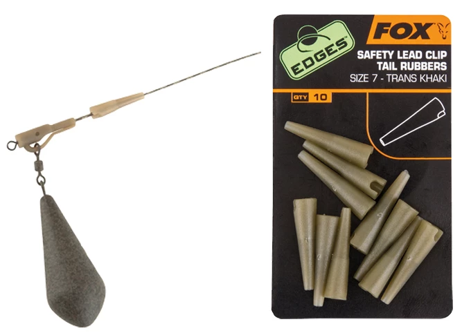 FOX Carp Edges Safety Lead Clip Tail Rubbers #7 Trans Khaki