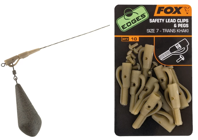 FOX Carp Edges Safety Lead Clips & Pegs #7 Trans Khaki