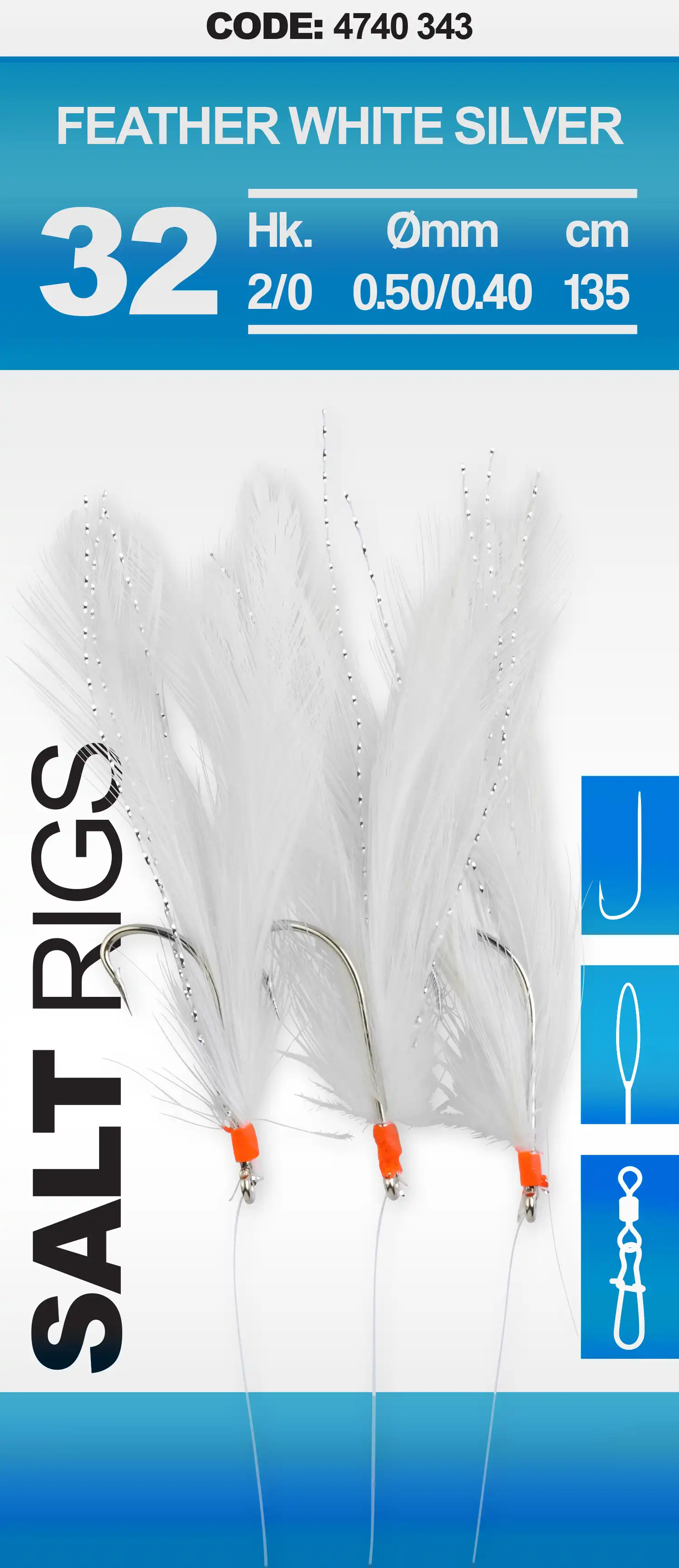 Spro 32 Salt Rig Feather White Silver #2/0 6H