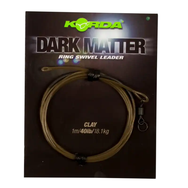 Korda Dark Matter Leader Size 8 Ring Swivel 100cm 40lb Clay Brown