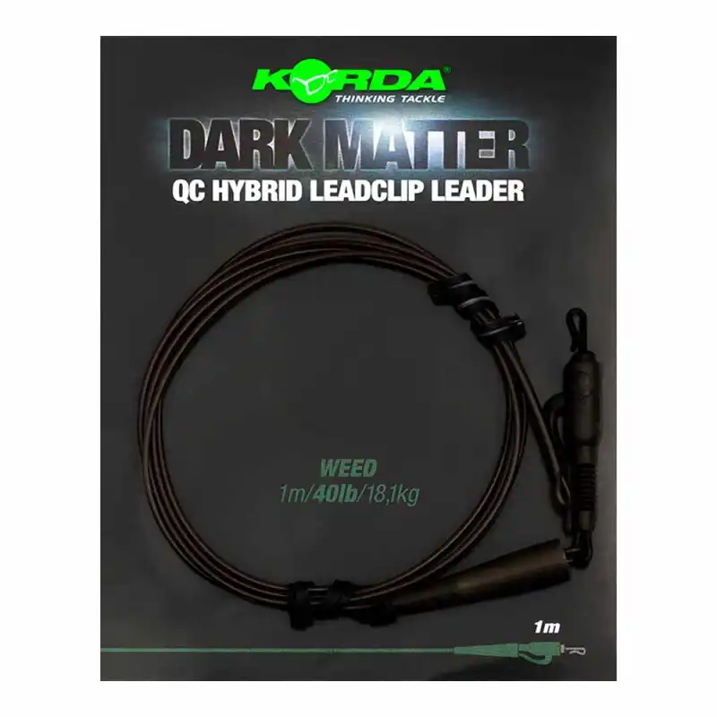 Korda Dark Matter Leader QC Hybrid Clip 50cm 40lb Weed
