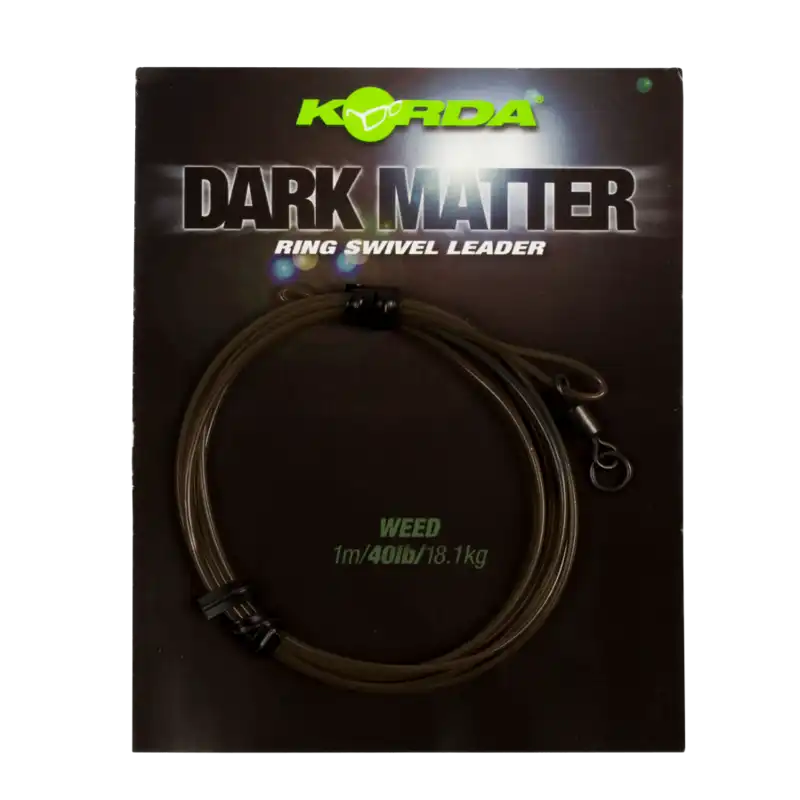 Korda Dark Matter Leader Size 8 Ring Swivel 100cm 40lb Weedy Green