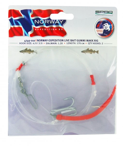 Spro Norway Expedition Live Bait Rig / Gummi Makk 2 1,7m