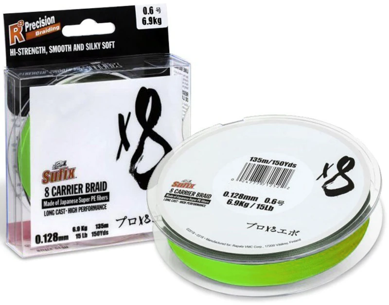 Sufix X8 Carrier Braid 300m Neon Chartreuse 0,17mm 10,5kg