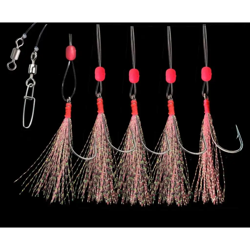 Dega Makrelen- Rig 5 Arme Glitter Pink #2 0,60mm 140cm