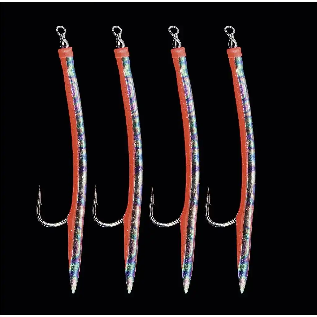 Dega Gummi-Makk 4St. #12/0 Fluo-Red/Holog