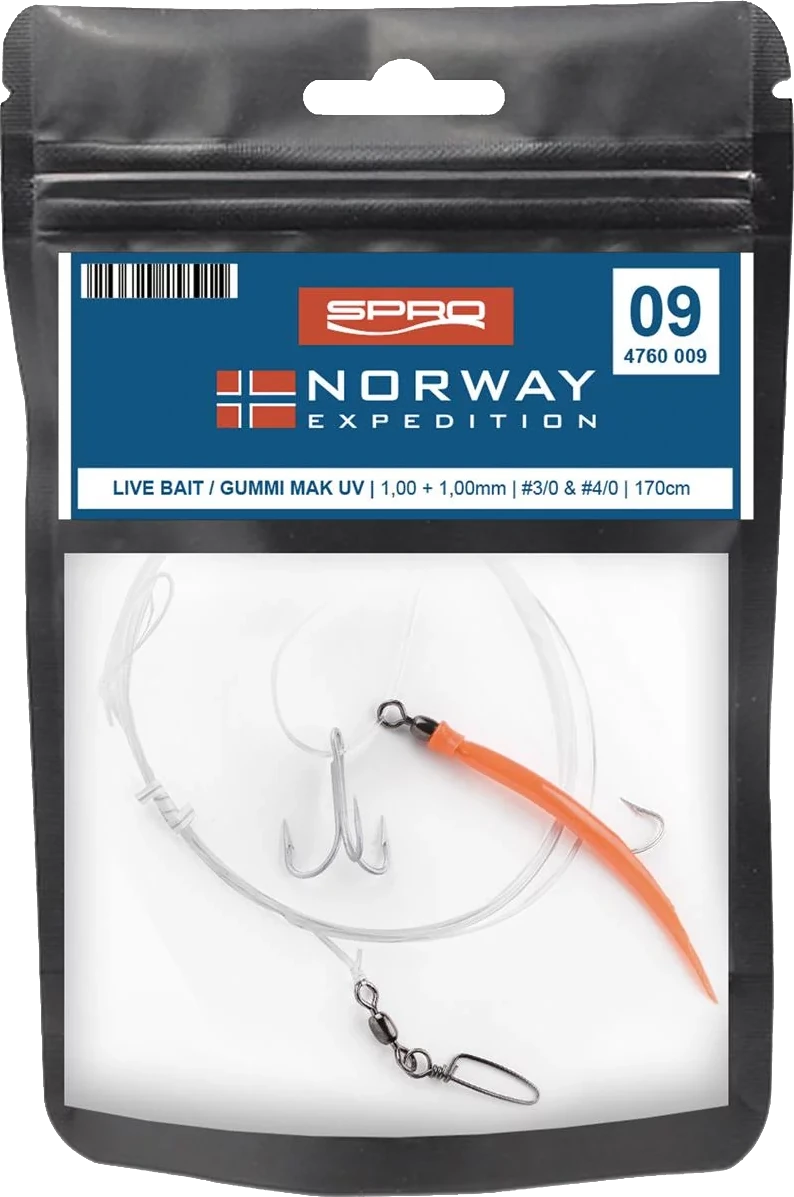 Spro Norway Expedition Rig 9 Live Bait Gummi Mak UV Gr.3/0 und 4/0 170cm 1,0mm 2 1,7m