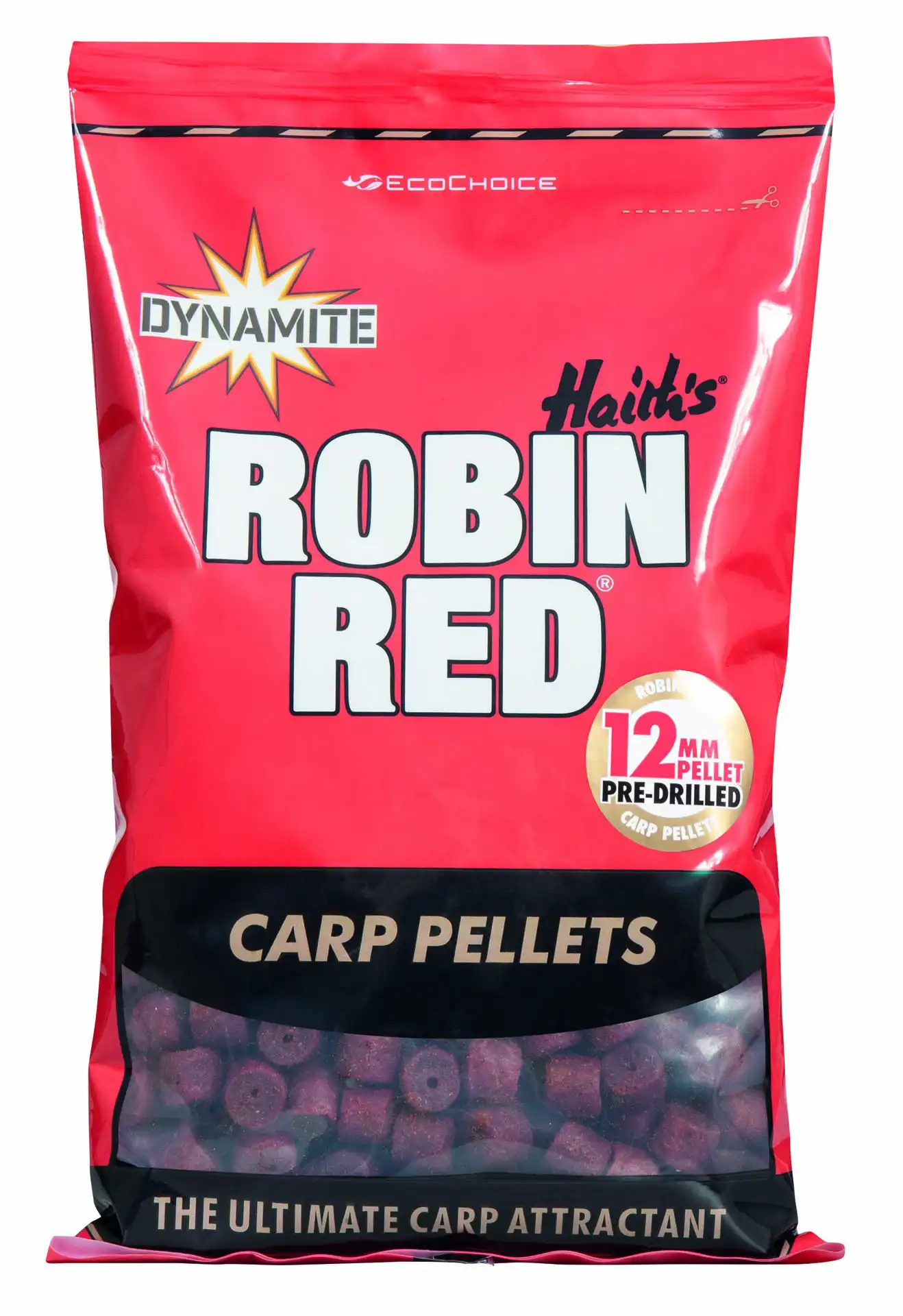 Dynamite Baits Pre-Drilled Carp Pellets 900g 12mm Robin Red