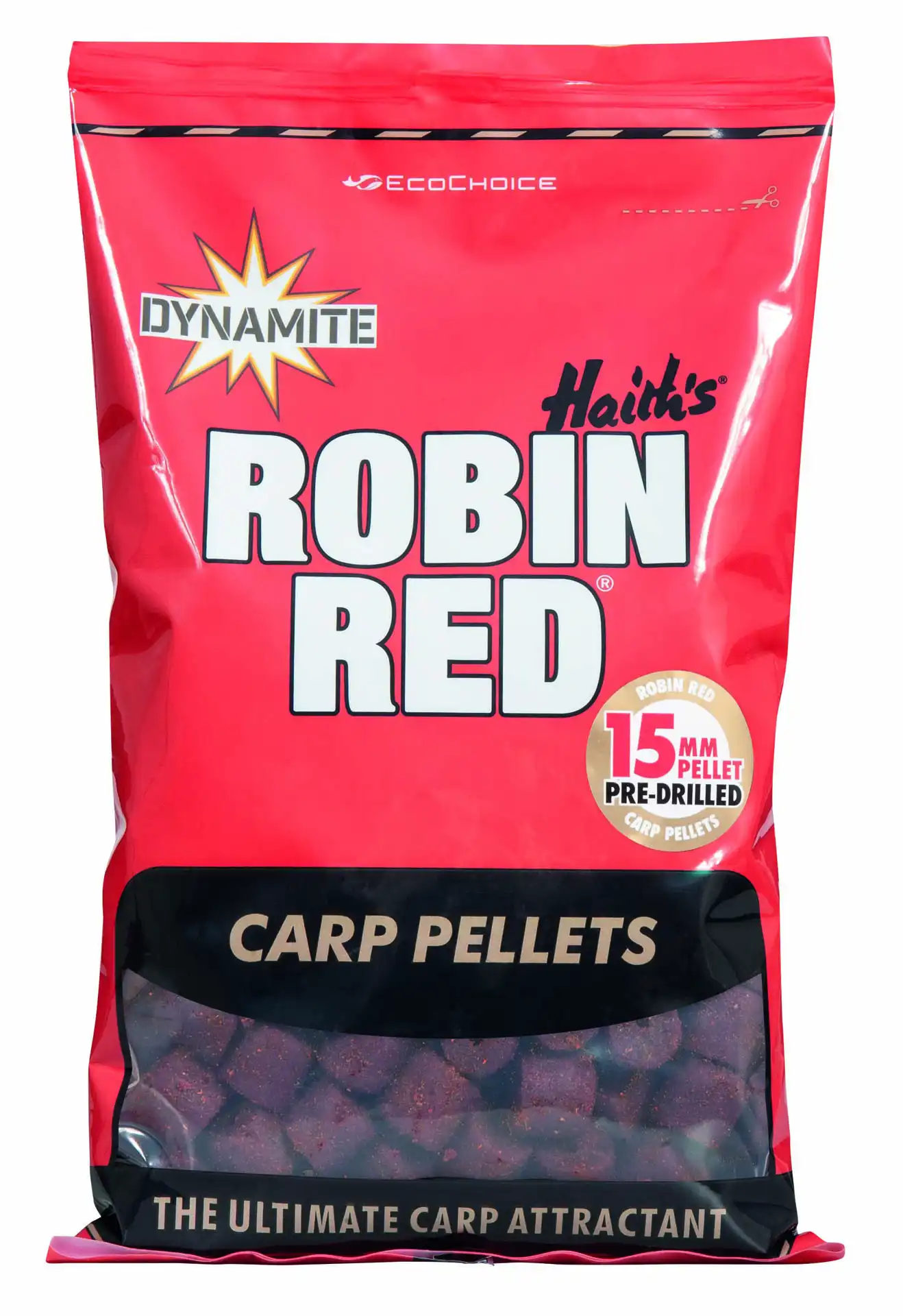 Dynamite Baits Pre-Drilled Carp Pellets 900g 15mm Robin Red