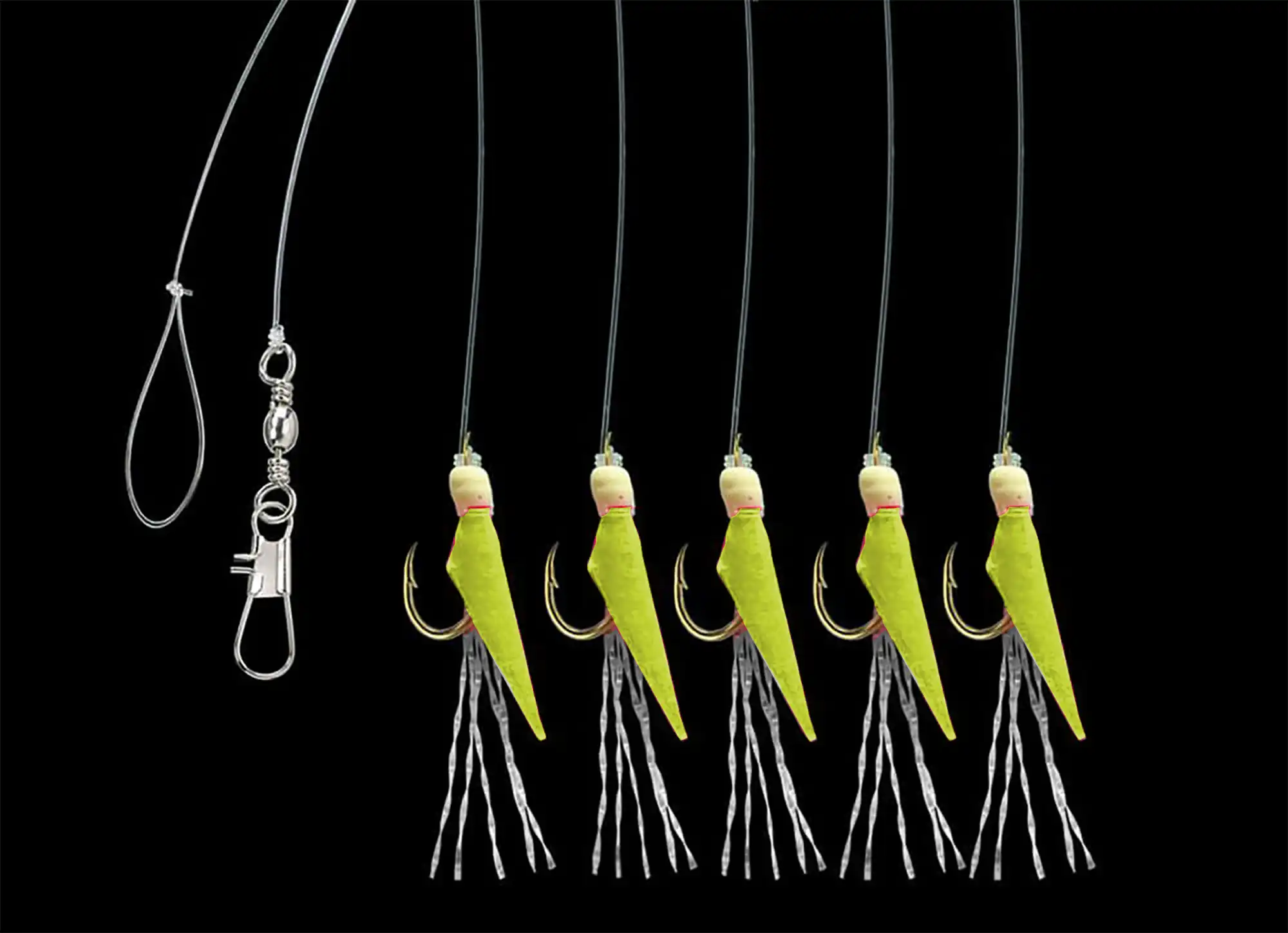Aquantic Real Skin Herings Vorfach-Rig V #6 Chartreuse