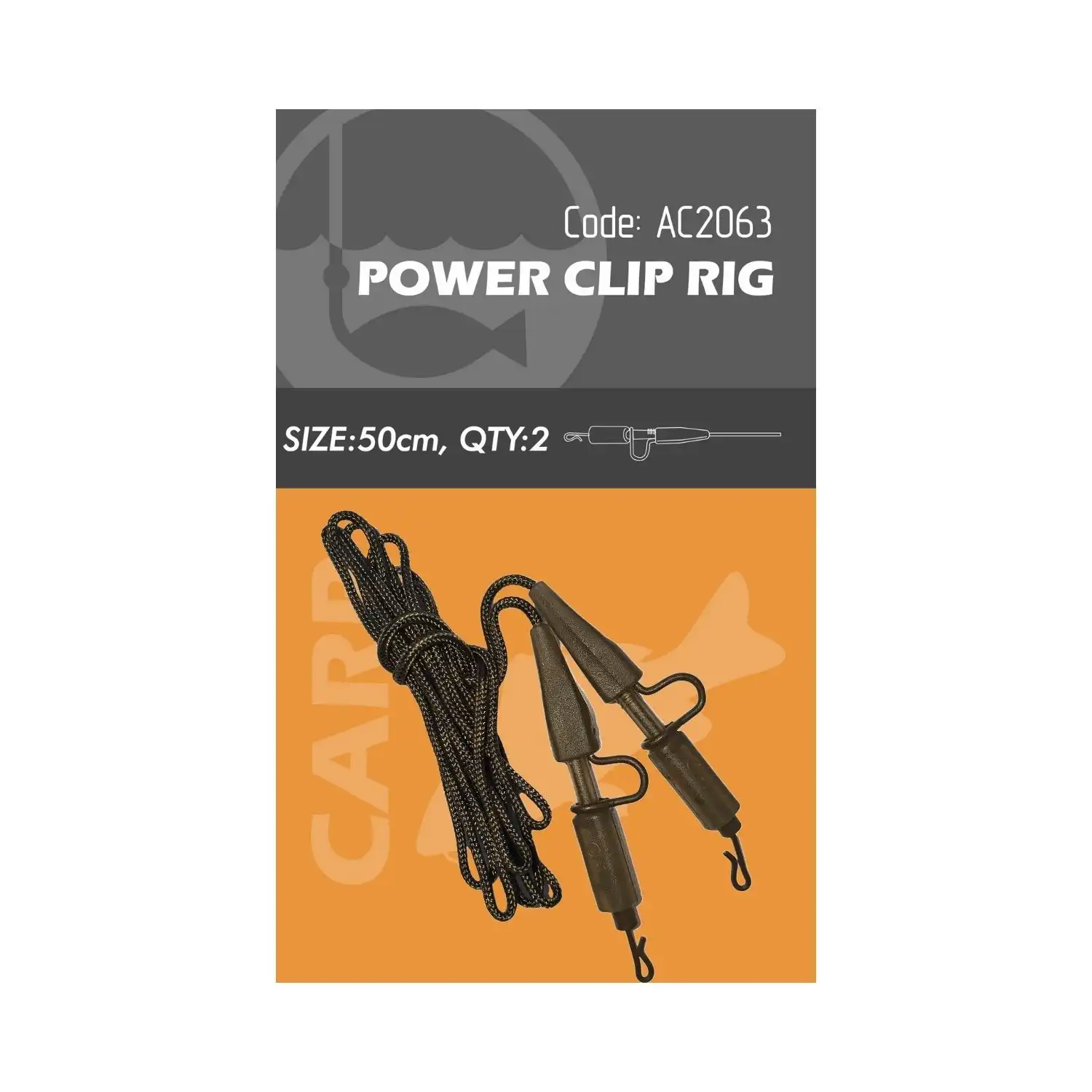 Life Orange Power Lead Clip Rig 50cm