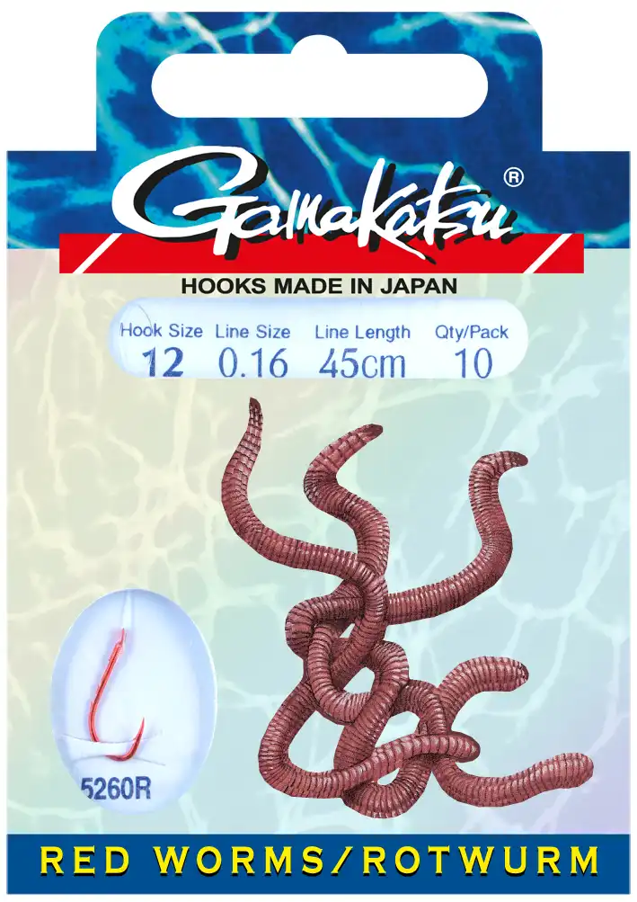 Gamakatsu Booklet Red Worm 5260R 45cm #4 0,25mm