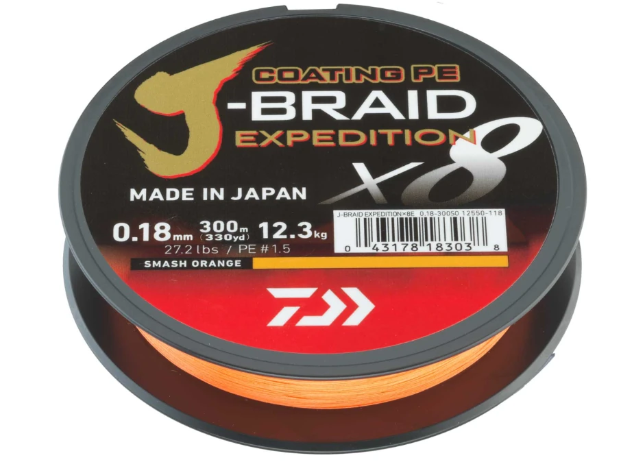 Daiwa J-Braid Expedition X8 150m Smash Orange 0,10mm
