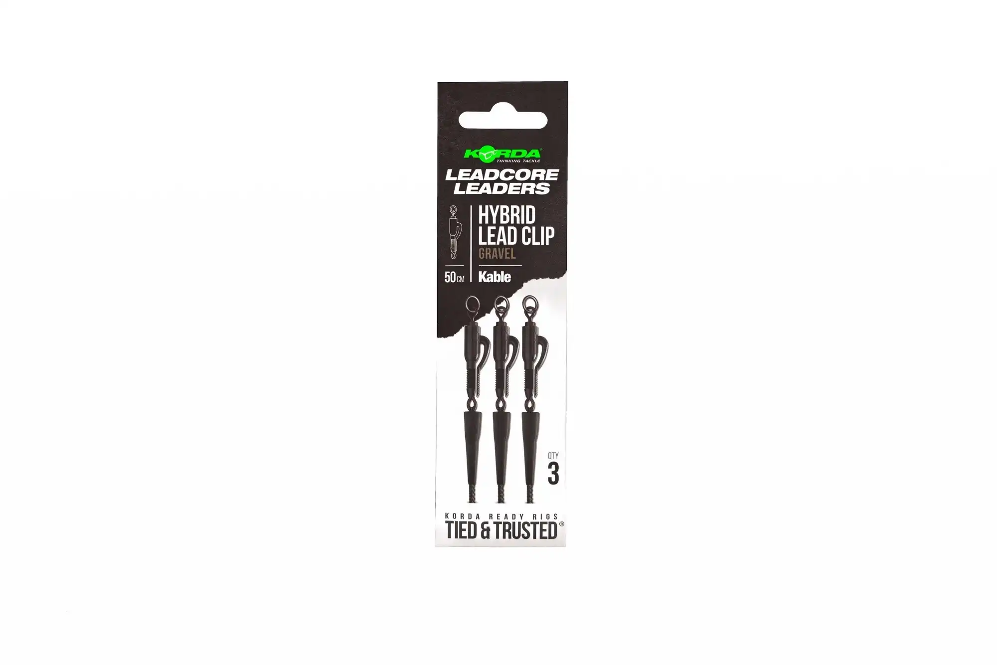 Korda Kable Leadcore Leader Hybrid Lead Clip 50cm Gravel