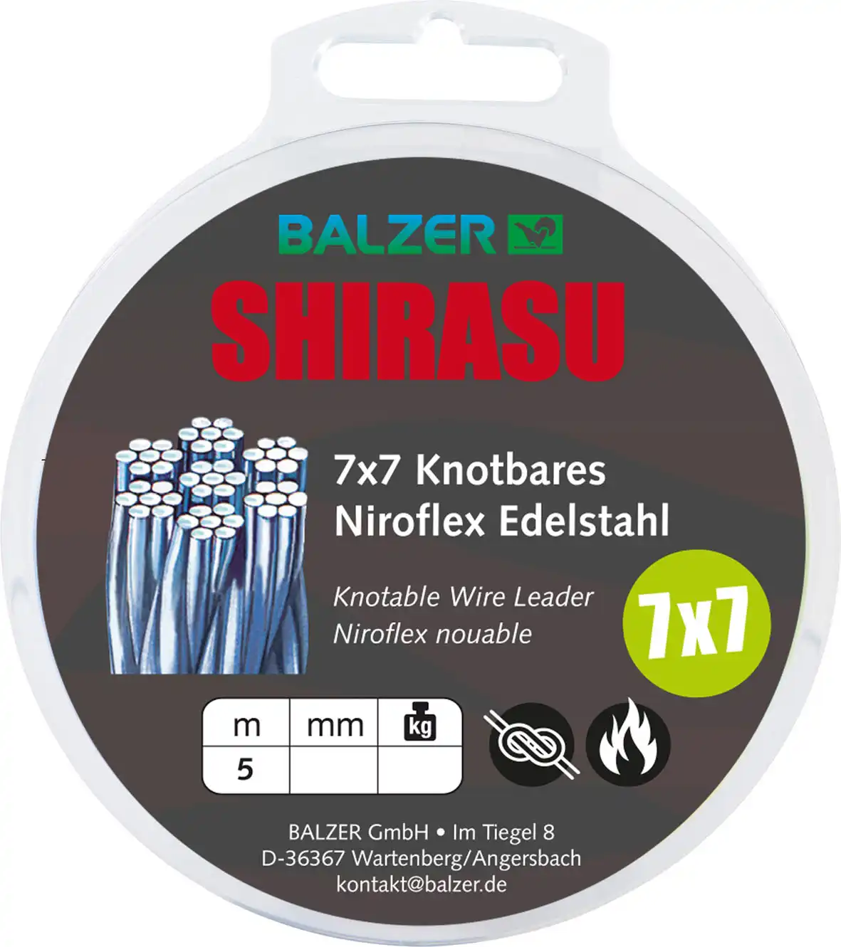 Balzer 7x7 Stahlvorfach 4kg 5m