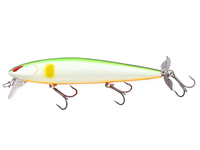 Nories Laydown Minnow WAKE Prop Plus Lime Ayu/Orange Belly