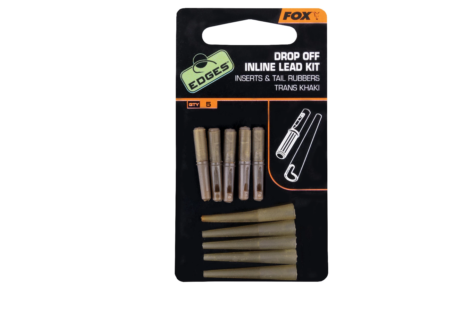 FOX Carp Edges Drop Off Inline Lead Kit Inserts & Tail Rubbers