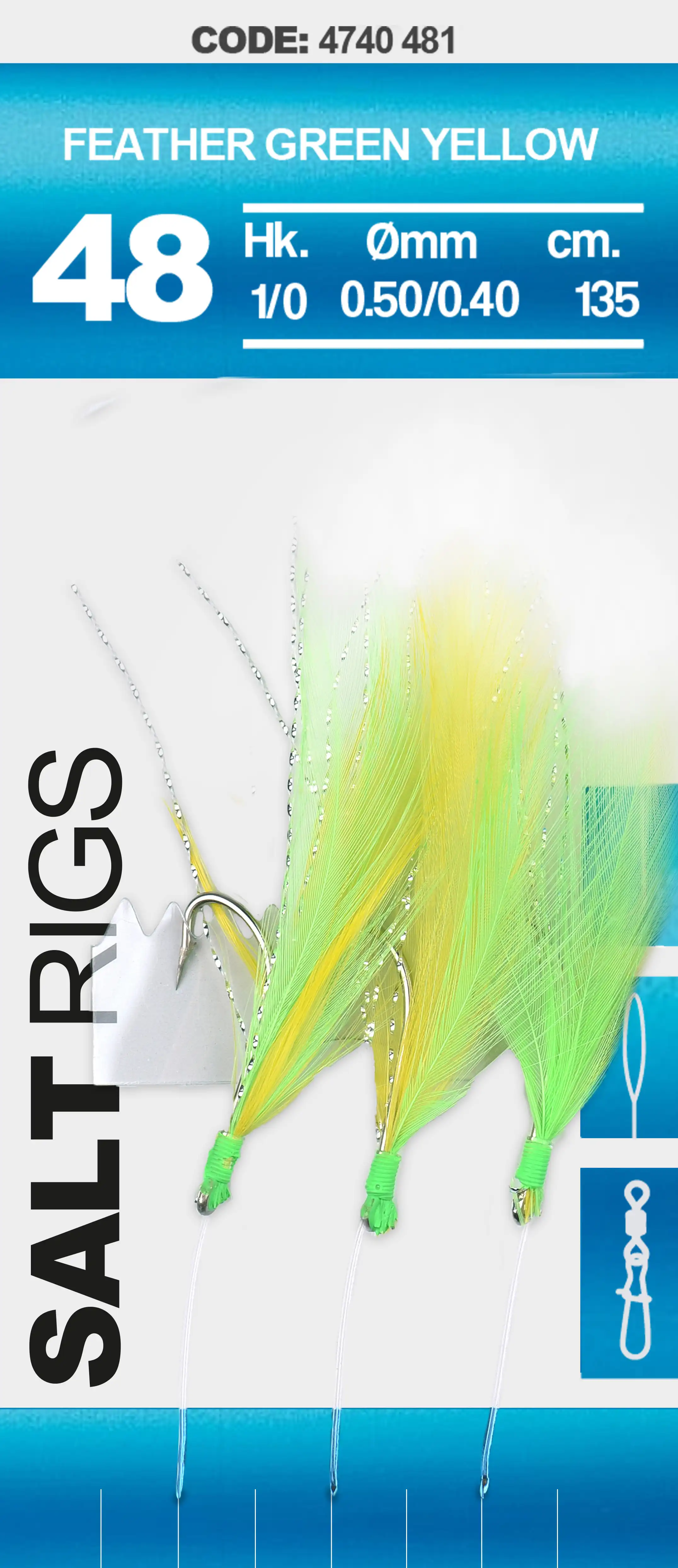 Spro 48 Salt Rig Feather Green Yellow #1/0