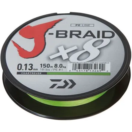 Daiwa J-Braid X8 150m Chartreuse 0,13mm 8kg