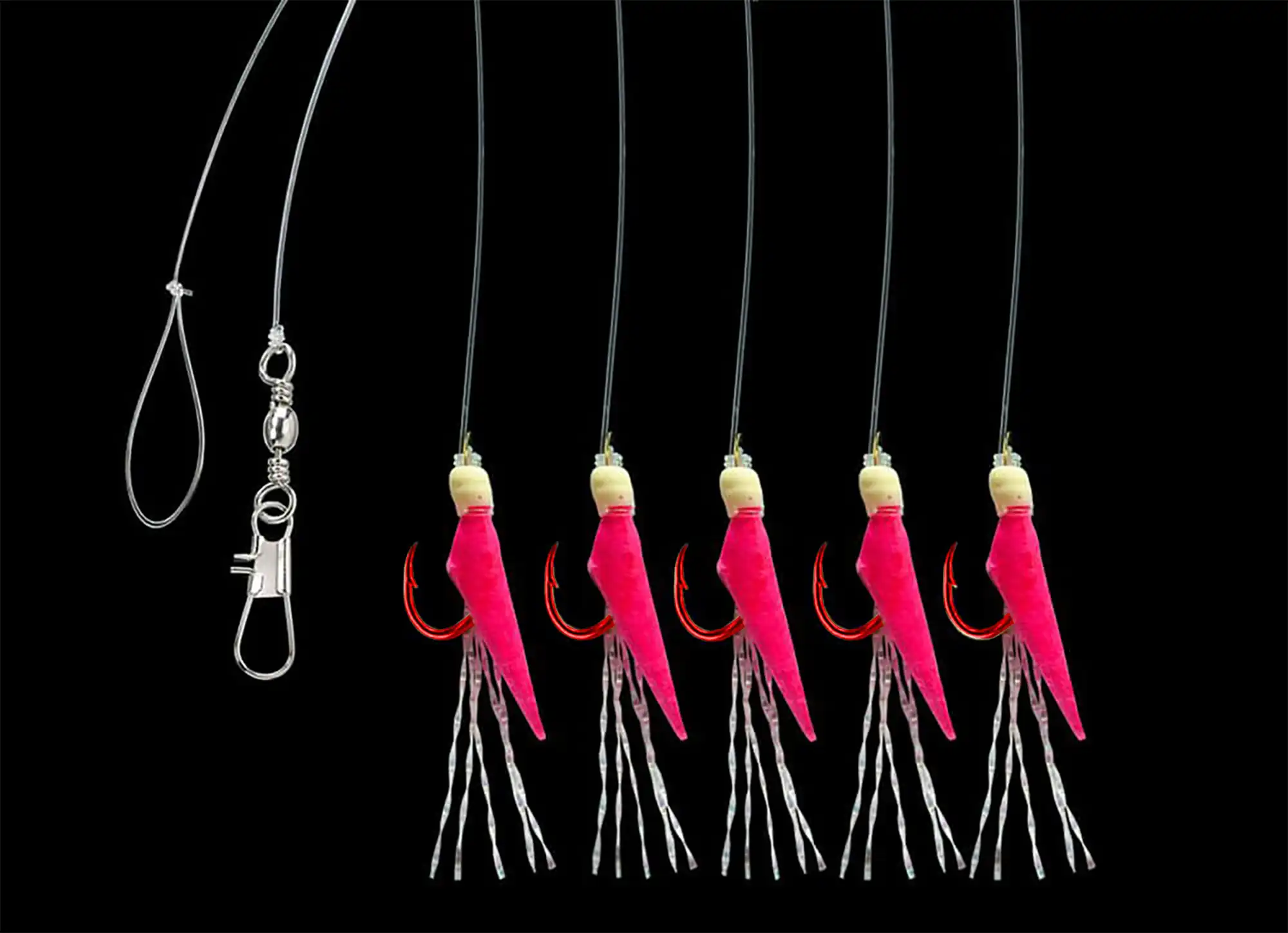 Aquantic Real Skin Herings Vorfach-Rig V #6 Pink