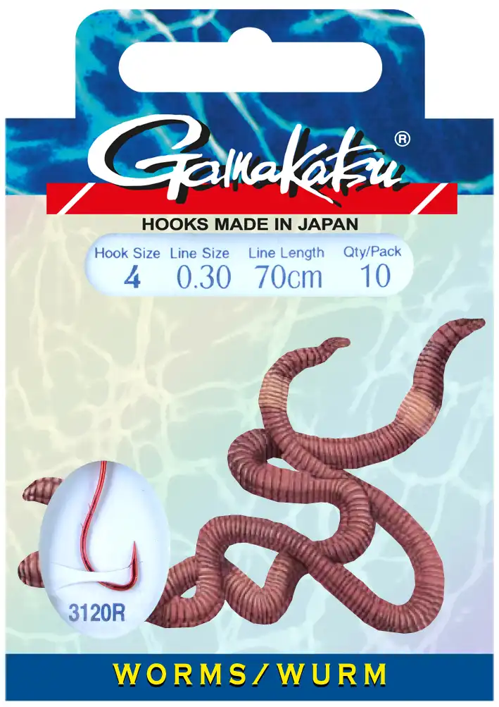 Gamakatsu Booklet Worm 3120R 70cm #4 0,30mm
