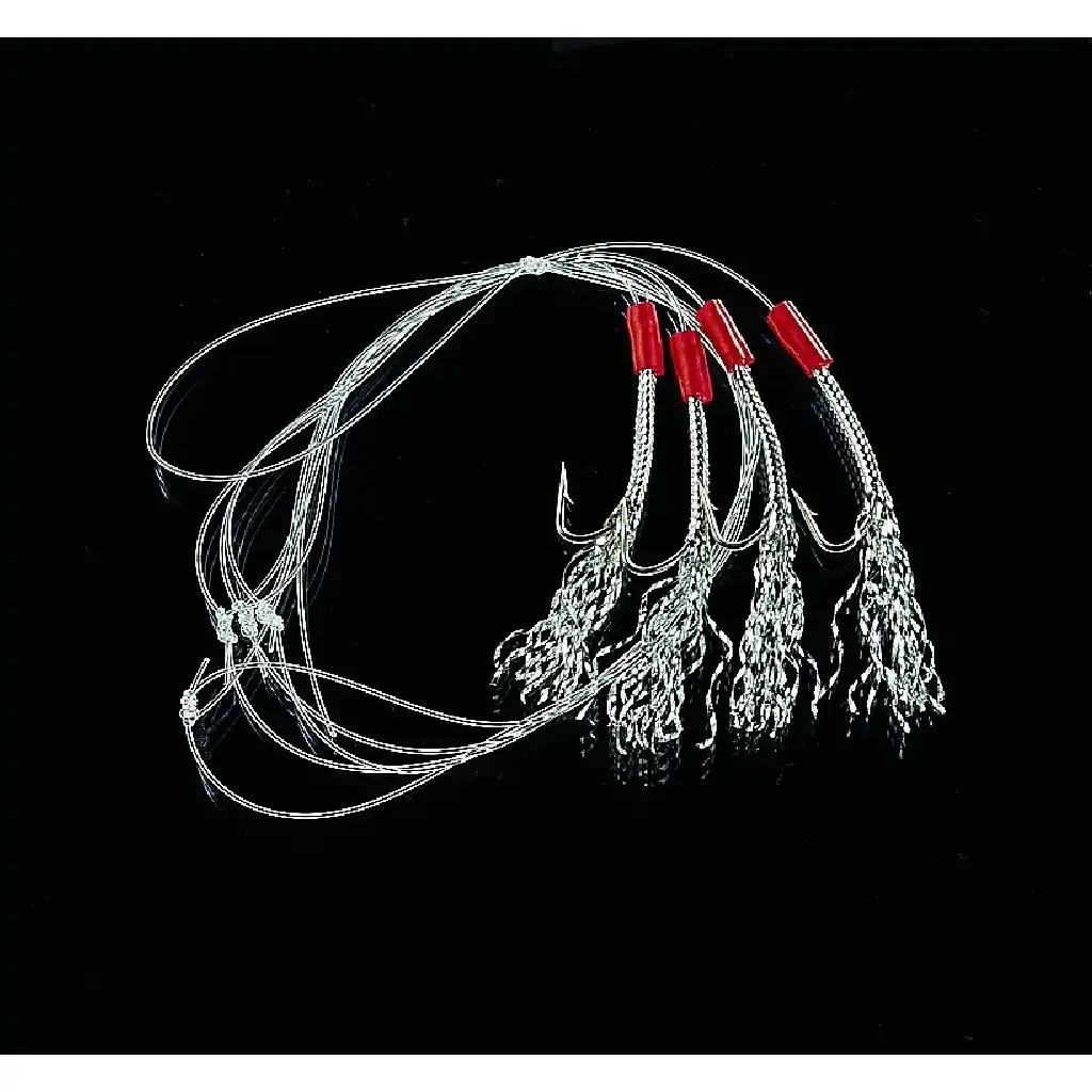 Dega Makrelenvorfach Tinsel 4 Haken #3/0 0,70mm Tinsel