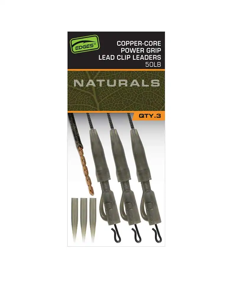 FOX Carp Edges Naturals Copper-Core Power Grip Lead Clip Leaders 75cm FOX Carp Edges Naturals Copper-Core Power Grip Lead Clip Leaders 75cm