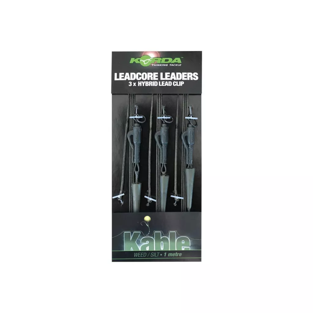 Korda Leadcore Leaders Hybrid Lead Clip QC Swivel 100cm Weed