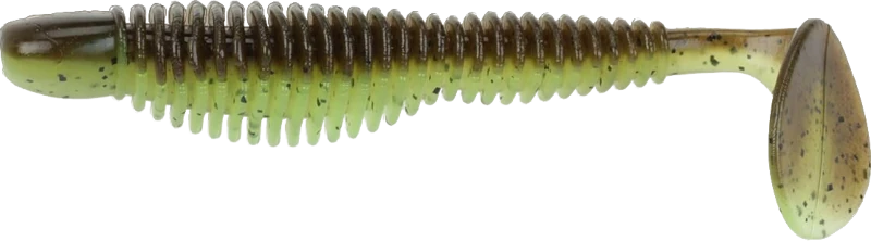 Reins FAT Bubbling Shad 4" Green Pumpkin / Chartreuse