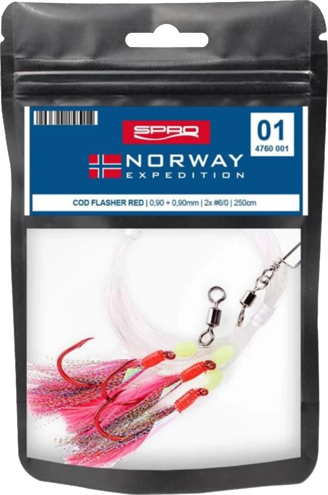 Spro Norway Expedition Rig 1 Cod Flasher Red Gr.6/0 250cm 0,9mm 3 2,5m