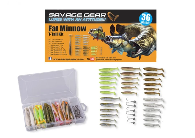 Savage Gear Fat Minnow T-Tail Kit 36 Pcs.