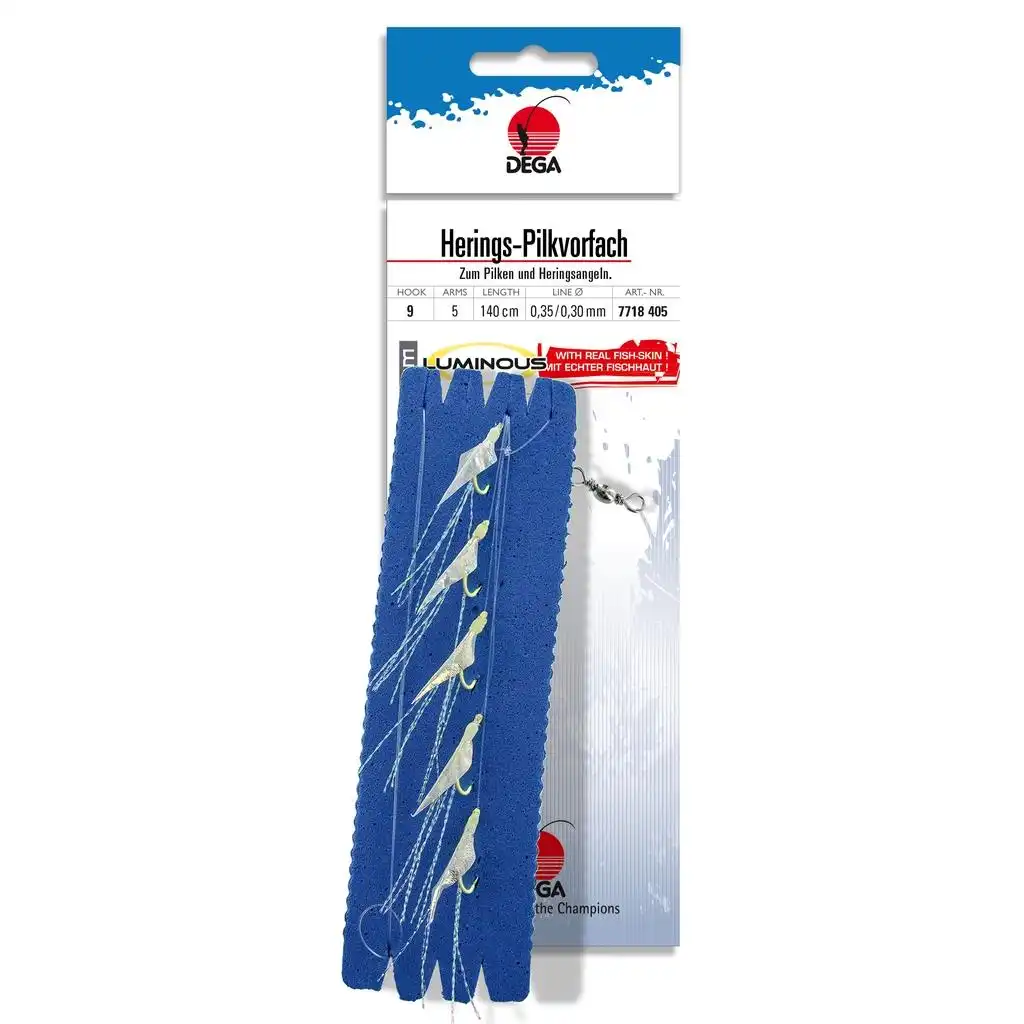 Dega Heringsvorfach Fischhaut 2 Haken Pilkvorfach #5 0,35/0,30mm