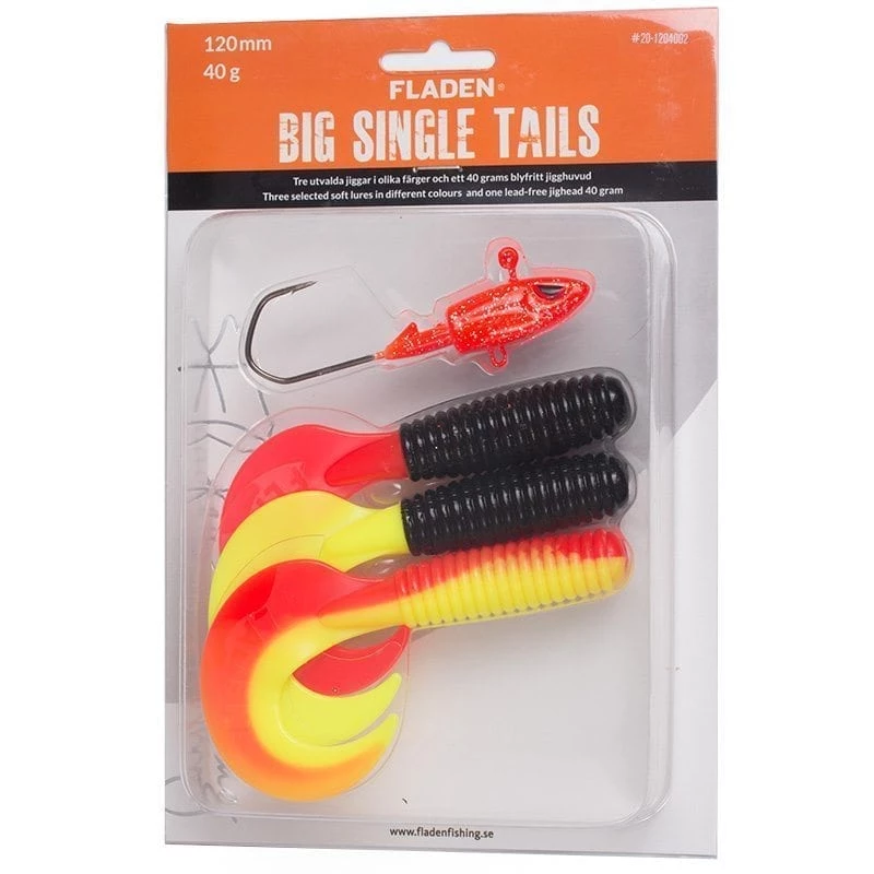 Fladen Big Single Tails 4,7" 40g Schwarz Gelb Schwarz Rot Rot Gelb