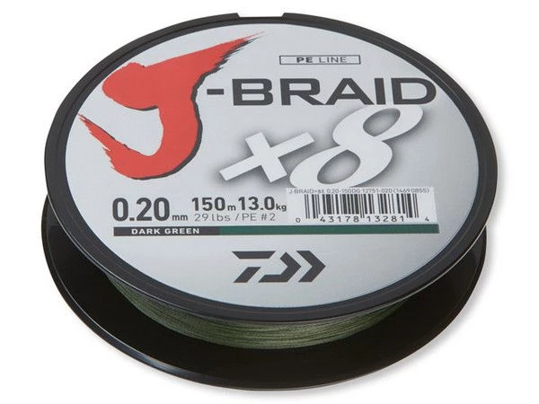 Daiwa J-Braid X8 150m Dark Green 0,06mm 4kg