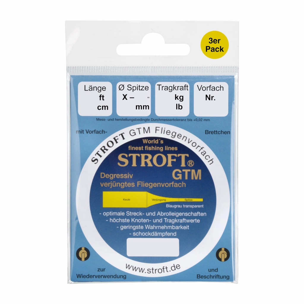 Stroft GTM Fliegen- Vorfach 3St. #12 280cm 7X 0,10mm 1,20Kg