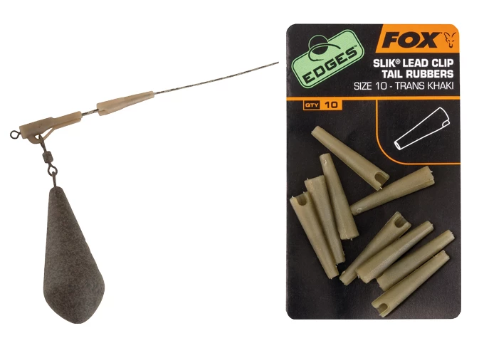 FOX Carp Edges Slik Lead Clip Tail Rubbers #10 Trans Khaki